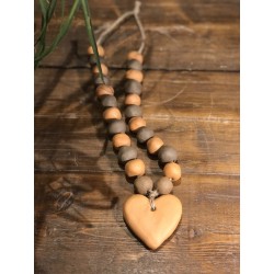 collier faïence brut coeur (terracotta/brun)